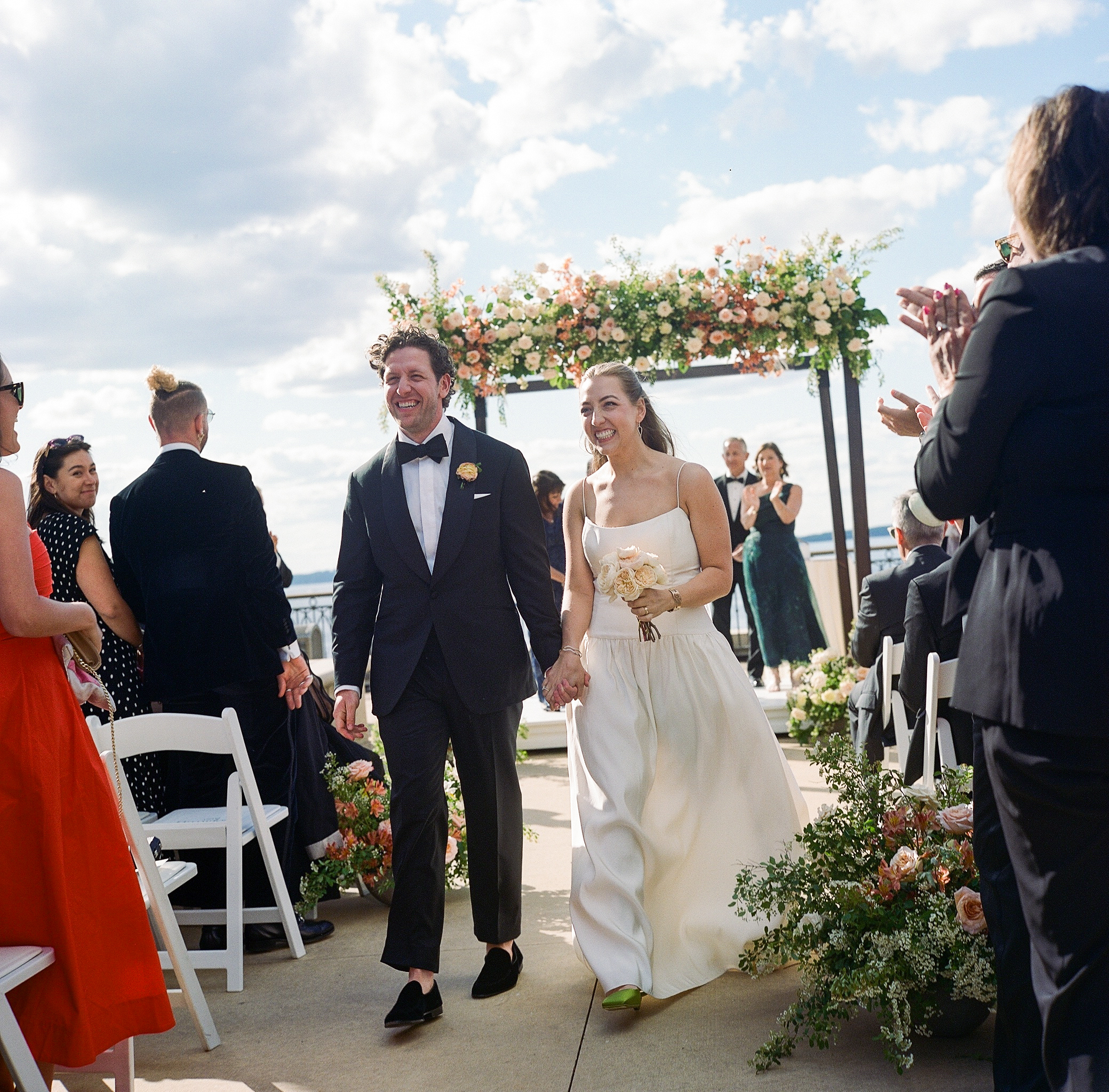 Bride and Groom recessional at the Edgewater